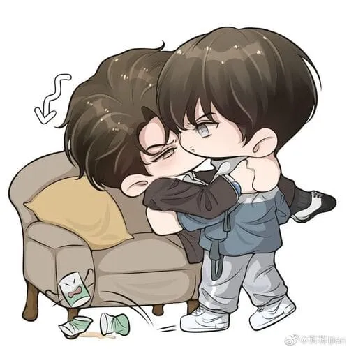 thuong-an-hinh-anh-16 Fanart chibi một nhân vật ôm chặt người kia bên chiếc ghế sofa