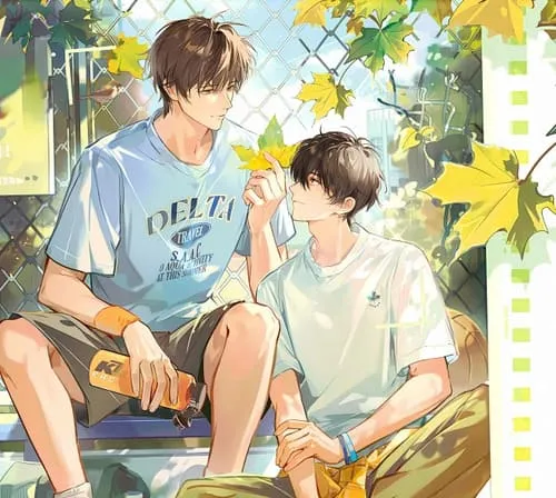 thuong-an-hinh-anh-6 Fanart hai nam sinh ngồi cạnh hàng rào lưới, một người chìa chiếc lá vàng