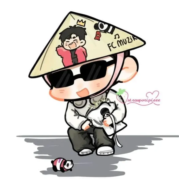 chibi-de-thuong-anh-quang-hung-masterd-dim-1 Chibi Quang Hùng MasterD đội nón lá, đeo kính cầm mic