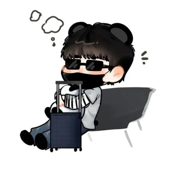 chibi-de-thuong-anh-quang-hung-masterd-dim-2 Chibi dễ thương Quang Hùng MasterD tai gấu ngồi cạnh vali